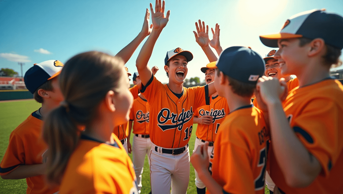 Youth baseball team celebrating